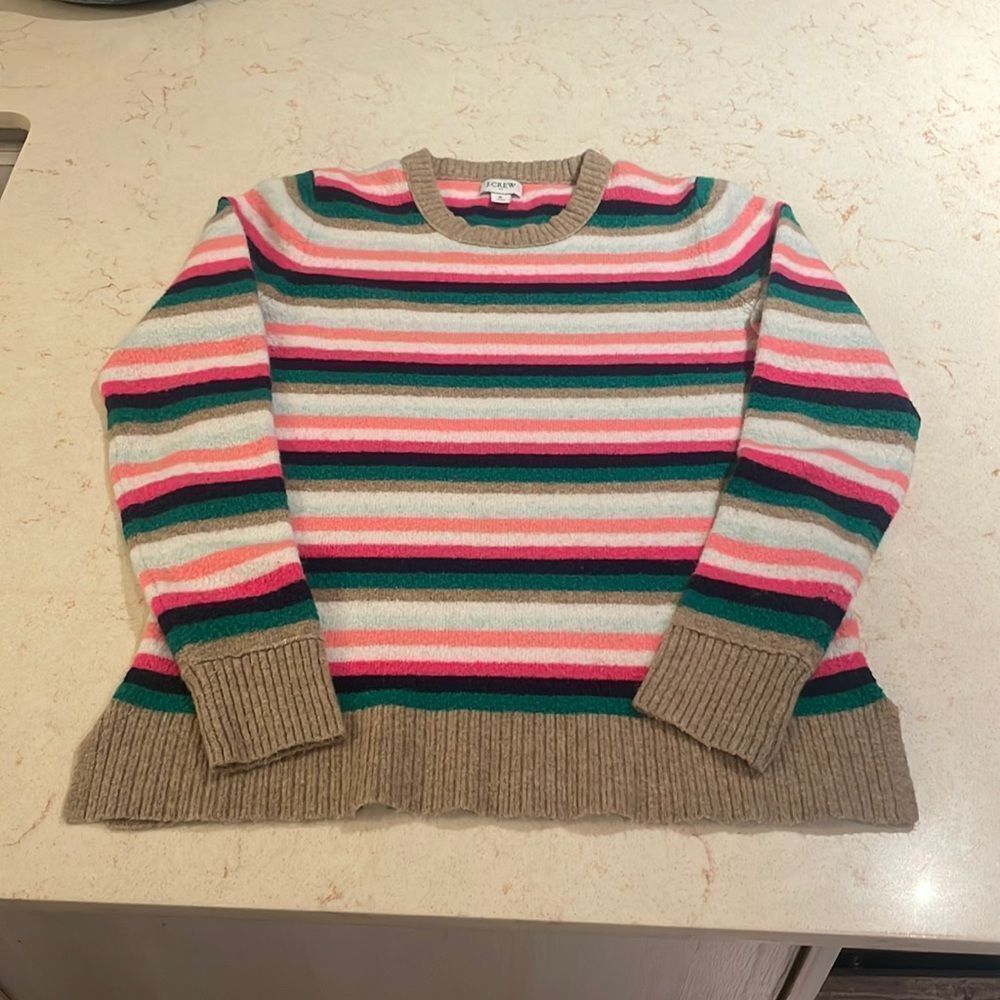 J.Crew striped holiday sweater SZ small wool blend